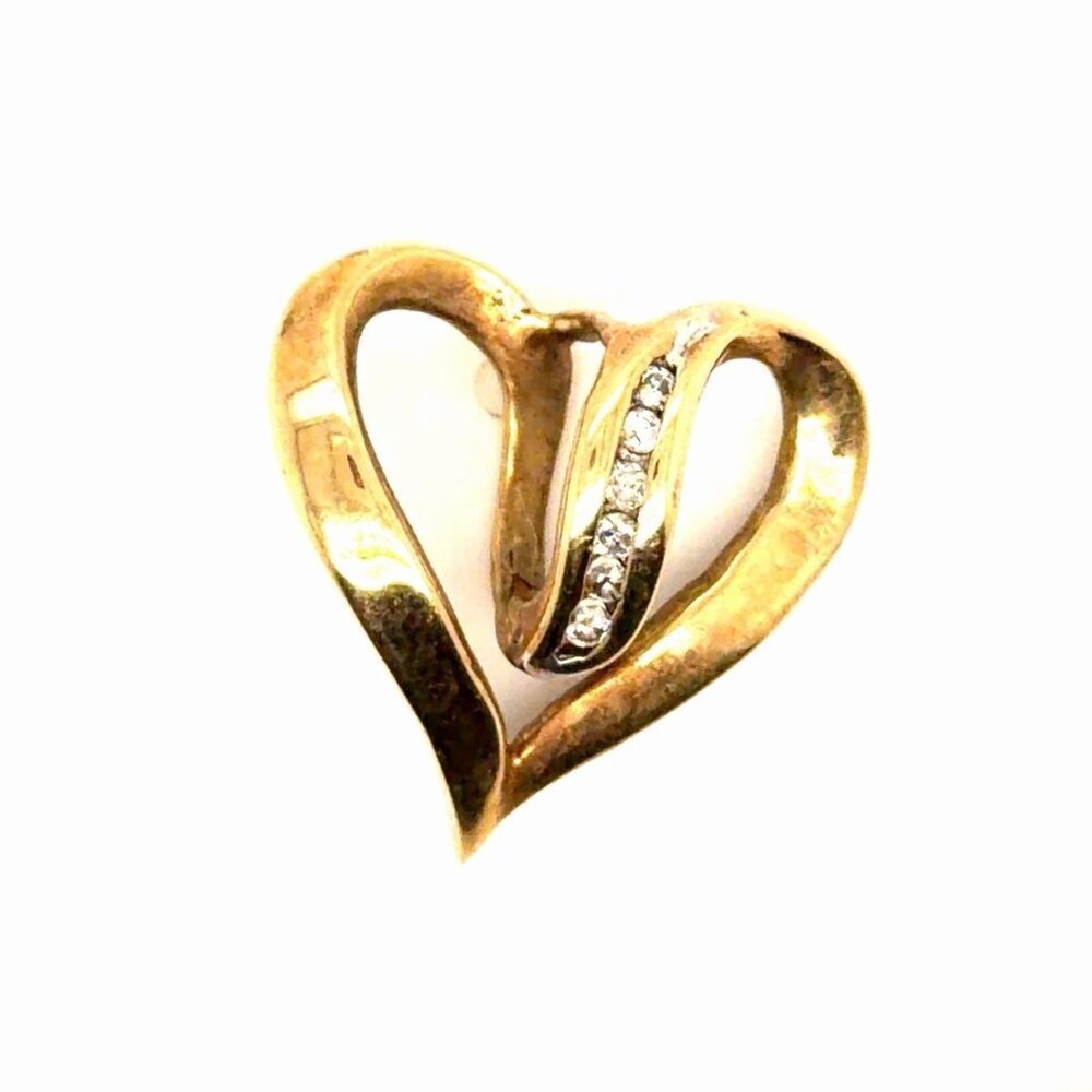 10K Gold Diamond Heart Pendant